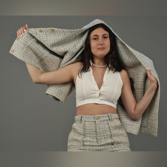 Blue Tweed Cardigan Jacket - Picture 5 of 9